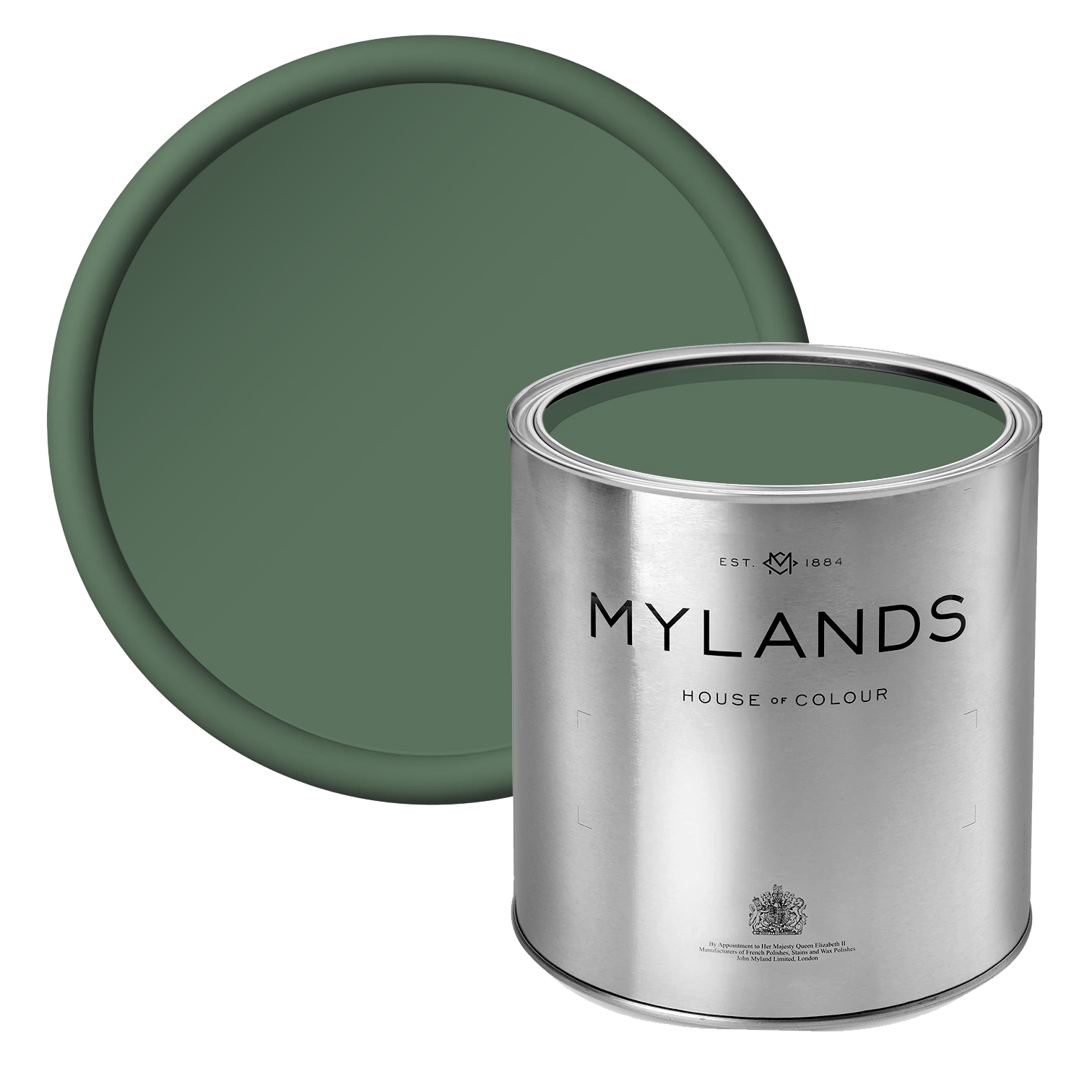 Damp Leaf BH.14 - Mylands rich green paint in tin