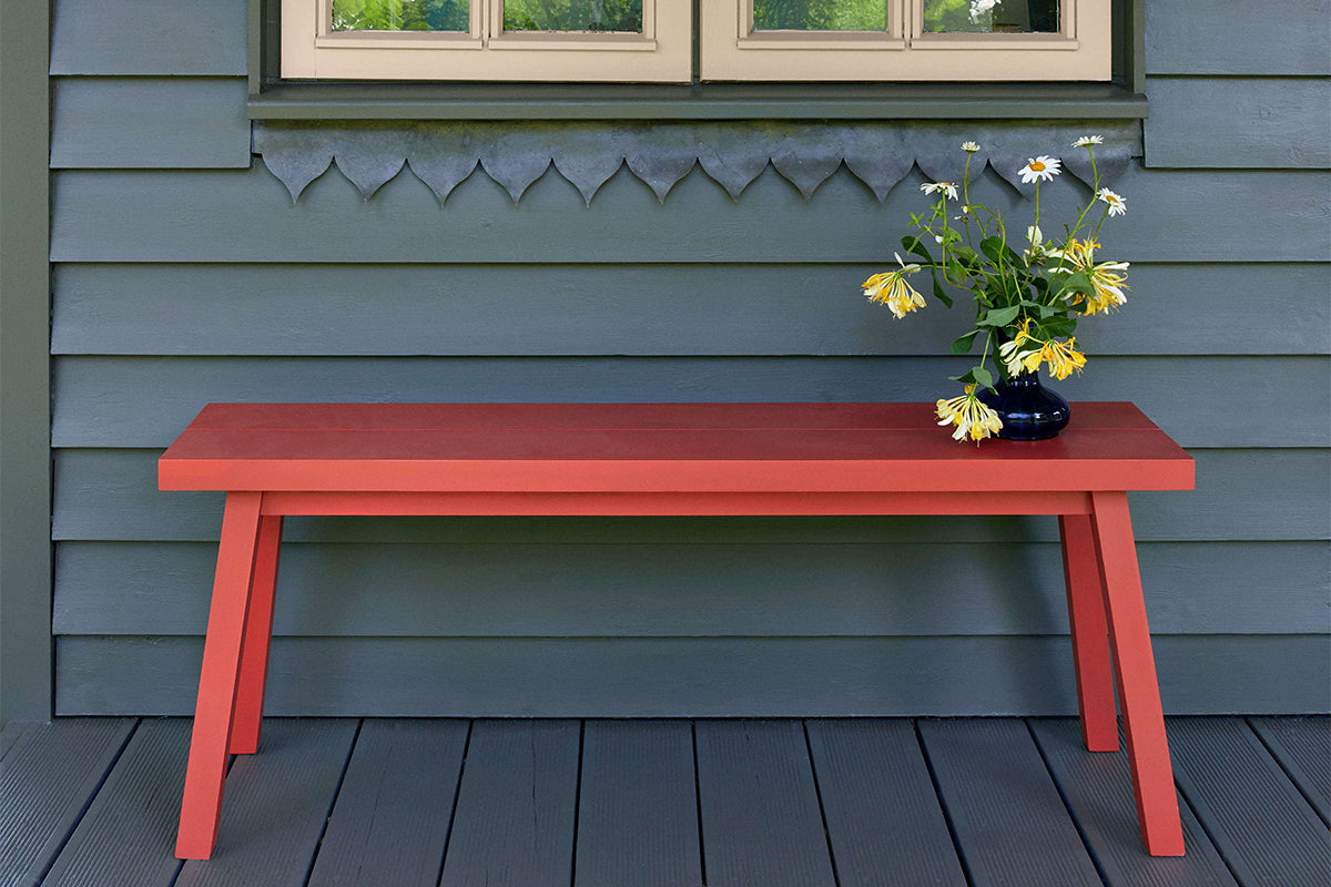 Wooden bench painted in coloured paint Blomster JB01