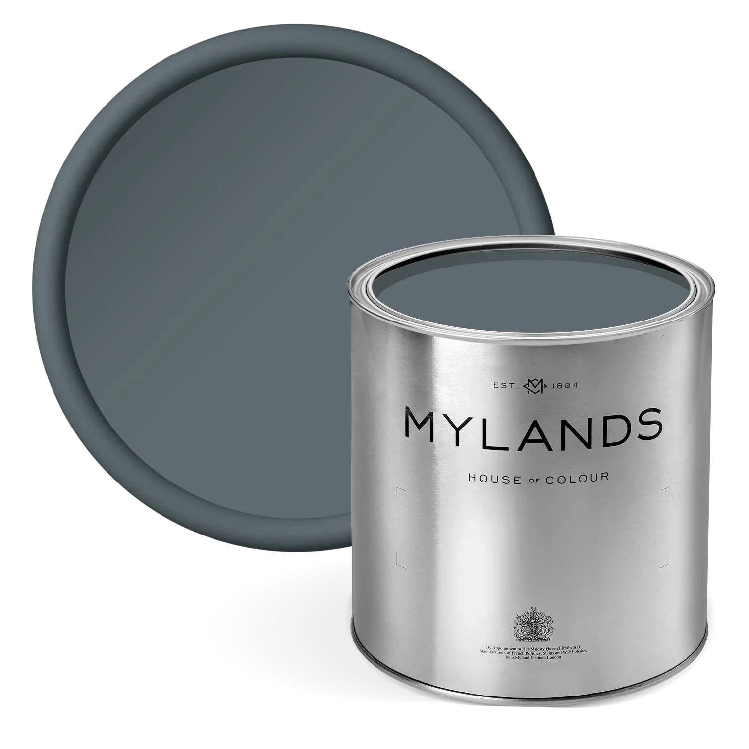 A metal tin of coloured paint Riverine JB07