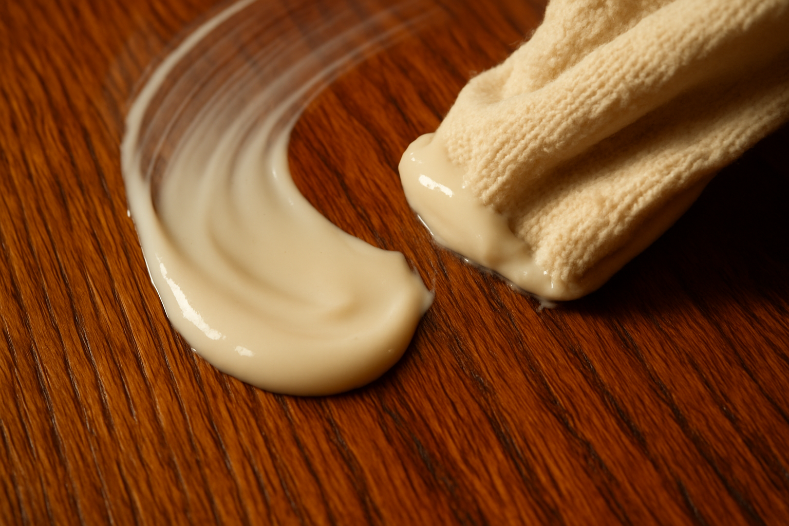 wood cleaning cream shmeared on wood